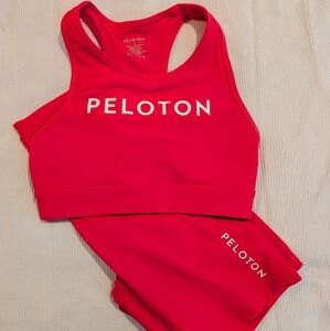 Peloton Red Sports Bra and Leggings Set